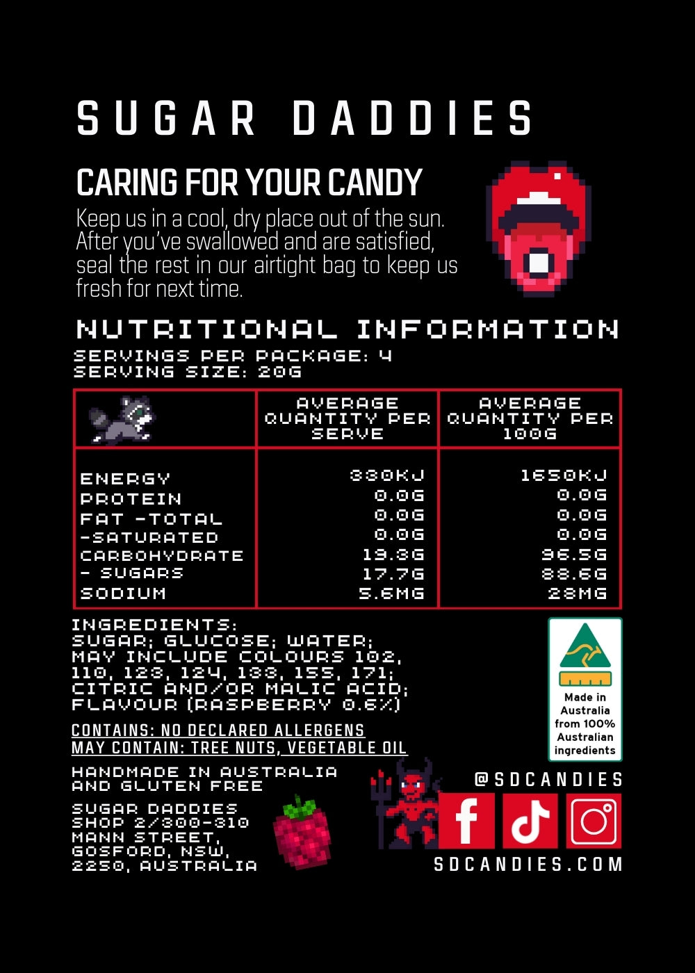 Candy Raspberry 80g Ravishing Raspberry -80g- – Sugar Daddies | Rock Hard, Hard Rock Candy